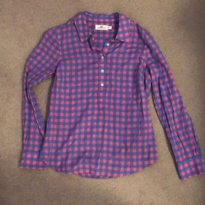 Blue/Pink Check Blouse